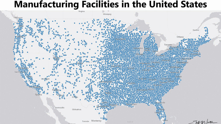 There are nearly 300,000 factories in the U.S., of which 90 percent have fewer than 100 employees.